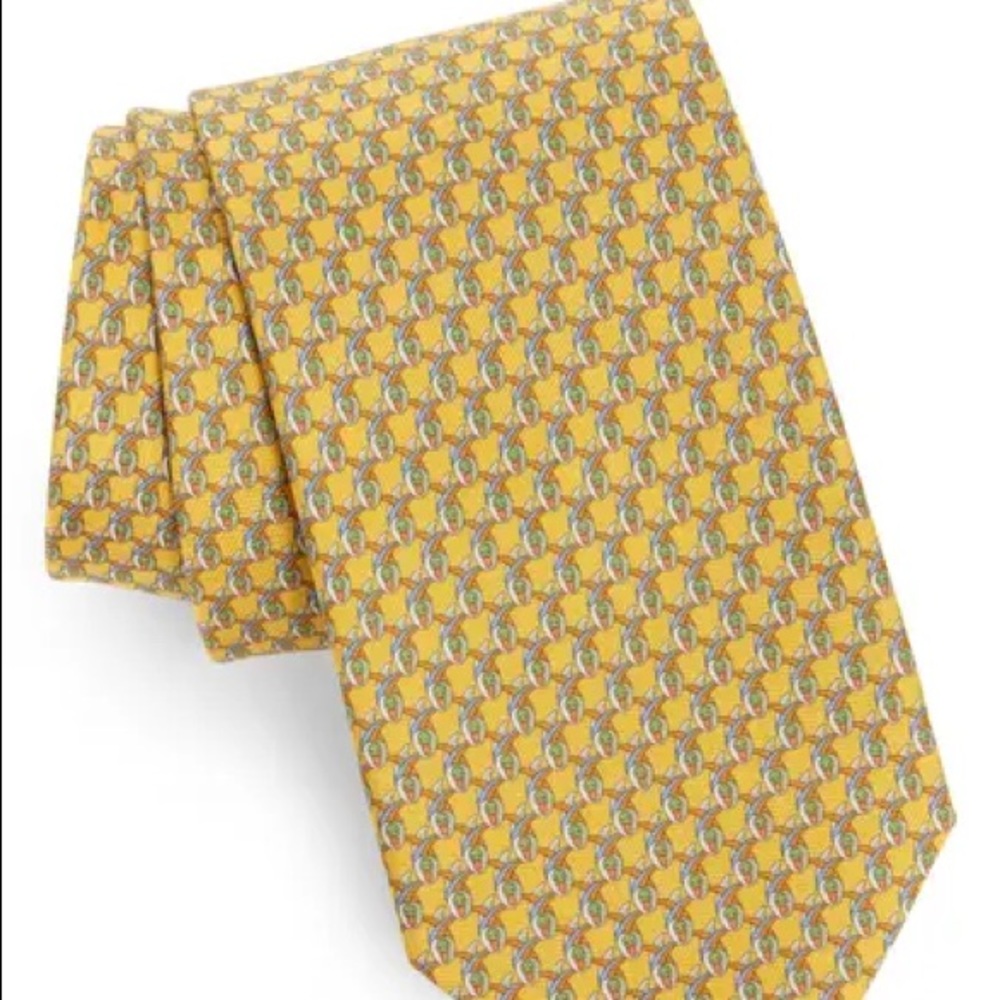Salvatore Ferragamo NWT Silk Necktie with Unique Duck Print, original gift box